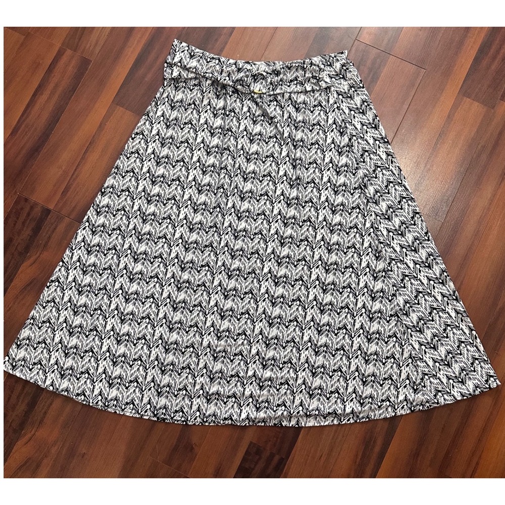 Robert Louis Black White Chevron Maxi Skirt Plus Size 3X Geometric A-Line Jersey